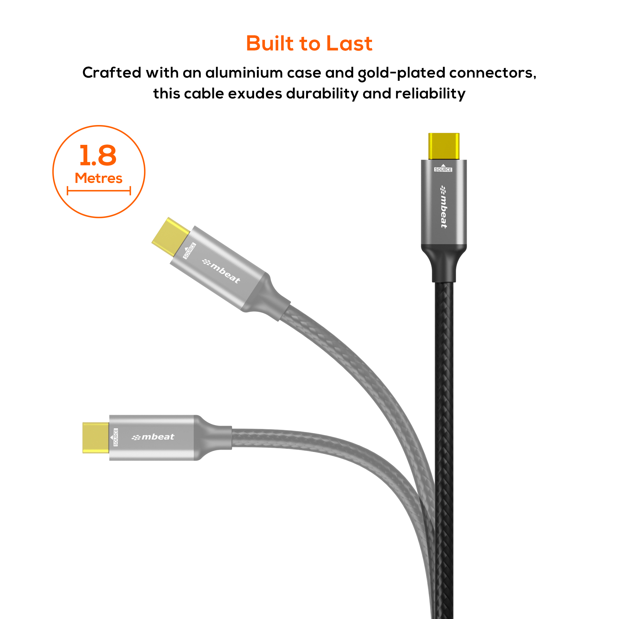 A large marketing image providing additional information about the product mbeat Tough Link 8K USB-C to HDMI Cable - 1.8m  - Additional alt info not provided